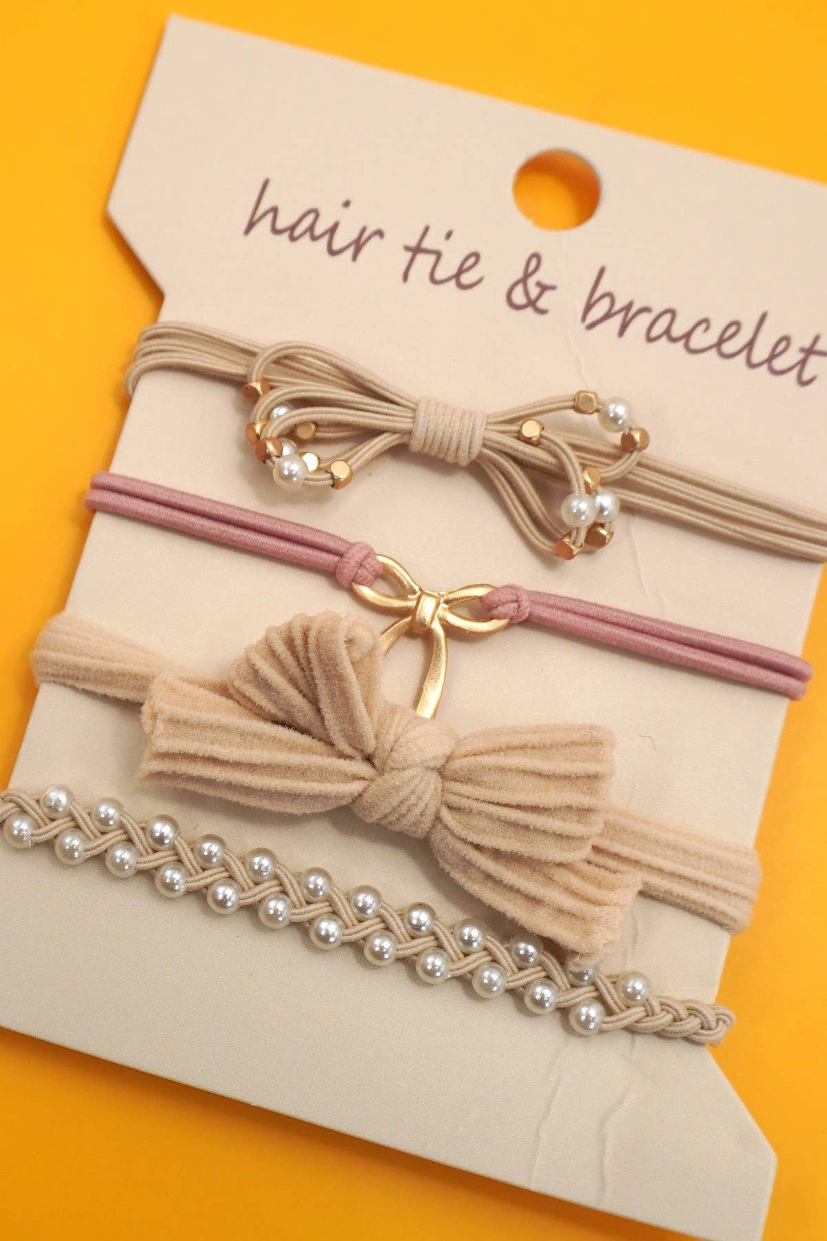 Ivory - JOSSLYN by wall to wall - BOHO DUAL FUNCTION KNOT BRACELET HAIR TIES