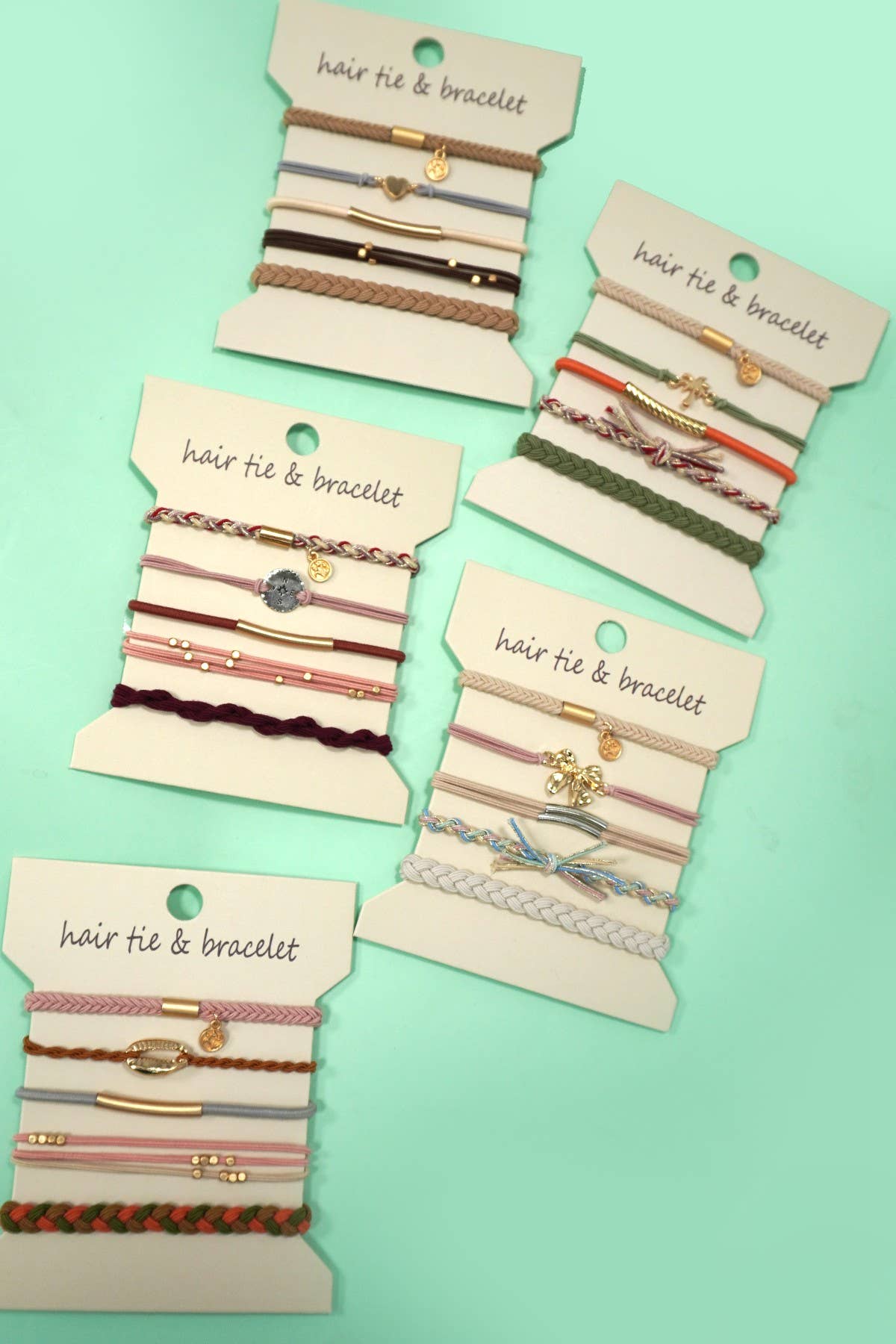 JOSSLYN by wall to wall - BOHO DUAL FUNCTION KNOT BRACELET HAIR TIES | 40BH104: HEART