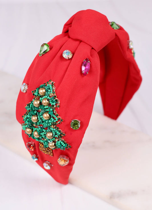 Dazzling Christmas Tree Headband RED: Default