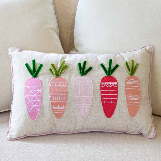 The Royal Standard - Carrot Pillow   Oat/Pink/Green   13x20