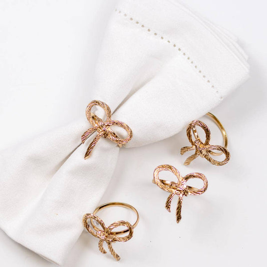 Bow Napkin Rings   Gold   1.5"   Set of 4