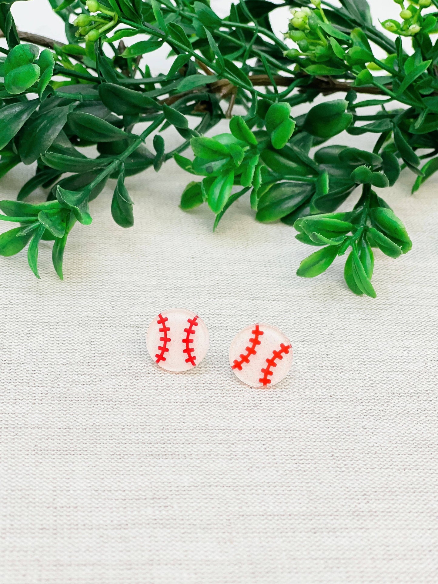 Prep Obsessed Wholesale - Glitter Acrylic Sports Stud Earrings - Baseball