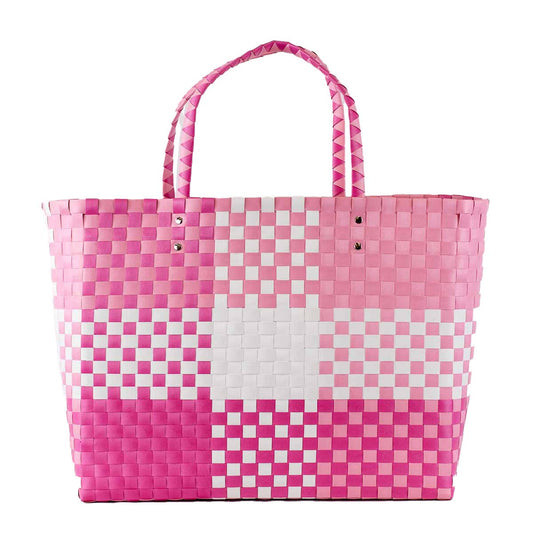 The Royal Standard - Heather Woven Beach Tote   White/Pink   17x14x5