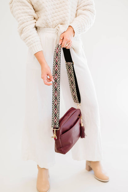 modern+chic - Tabitha Woven Adjustable Bag Guitar Straps: Black + white + grey