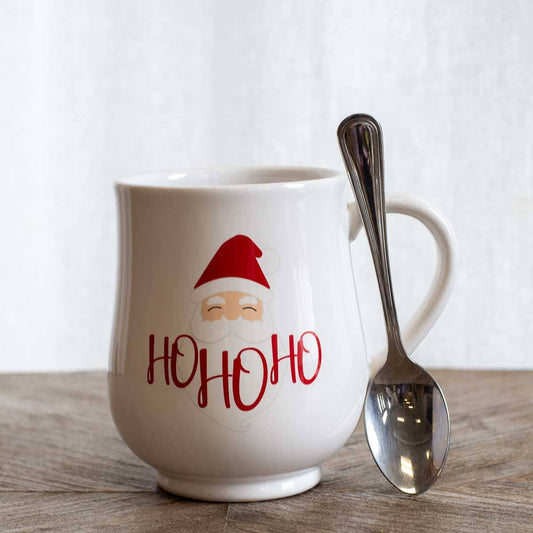 Jolly Santa Coffee Mug   White/Red   18oz