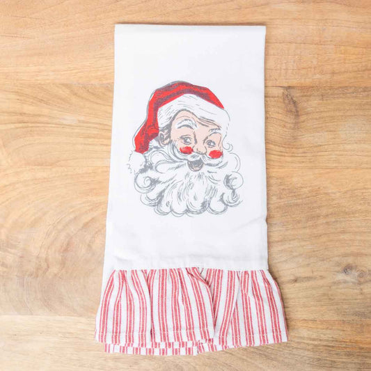 Santa Ruffle Hand Towel   White/Red   20x28