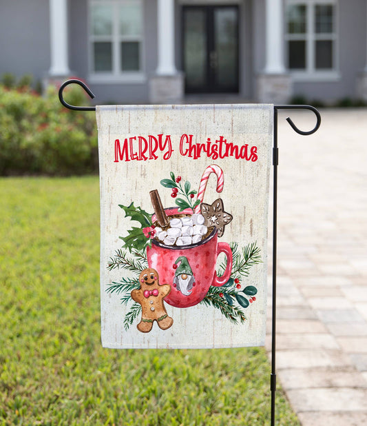The Navy Knot - Christmas Garden Flag - Hot Coco & Gingerbread: 12" x 18" - Single-Sided