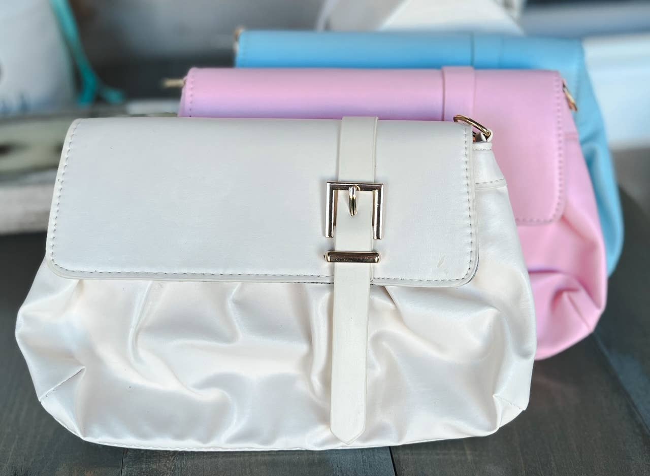 OBX Prep - Spring Vegan Leather Handbag Front Buckle: Pink