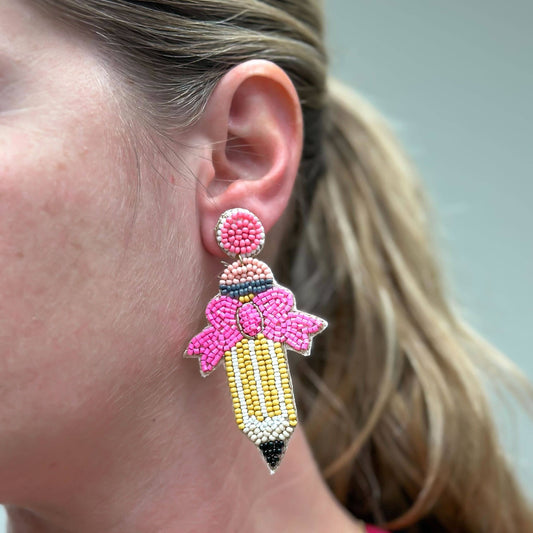 Prep Obsessed Wholesale - Beaded Pencil Dangle Earrings