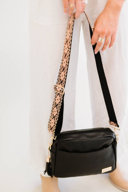 modern+chic - Tabitha Woven Adjustable Bag Guitar Straps: Black + white + grey