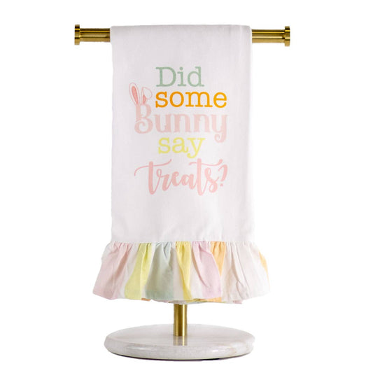 The Royal Standard - Bunny Say Treats Ruffle Hand Towel    White/Multi   20x28