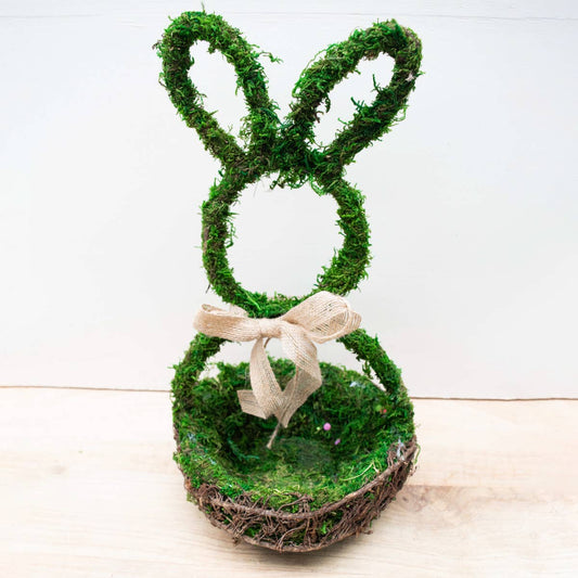 The Royal Standard - Moss Bunny Basket Décor   Green   8x15x8