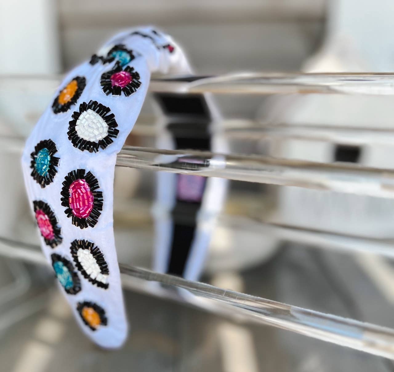 OBX Prep - Bright Leopard Top Knot Seed Beaded Headband