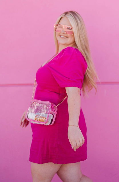 modern+chic - Addie Clear Stadium Concert Travel Crossbody Bag: Hot Pink