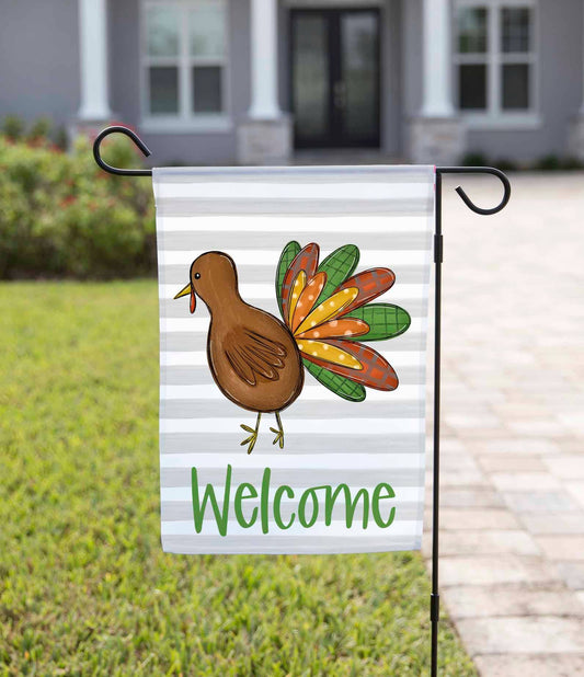 The Navy Knot - Thanksgiving Garden Flag - Welcome Turkey: 12" x 18" - Single-Sided