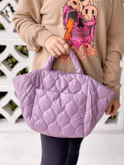 Prep Obsessed Wholesale - Wave Quilted Shoulder Bag - Lavender