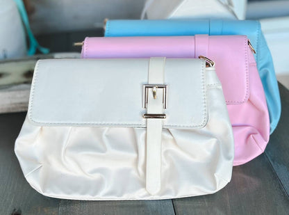 OBX Prep - Spring Vegan Leather Handbag Front Buckle: Pink