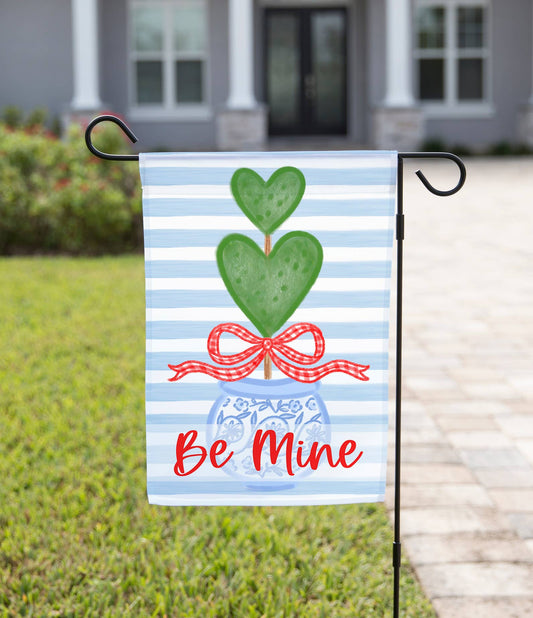 The Navy Knot - Valentine Garden Flag - Heart Topiary: 12" x 18" - Double-Sided