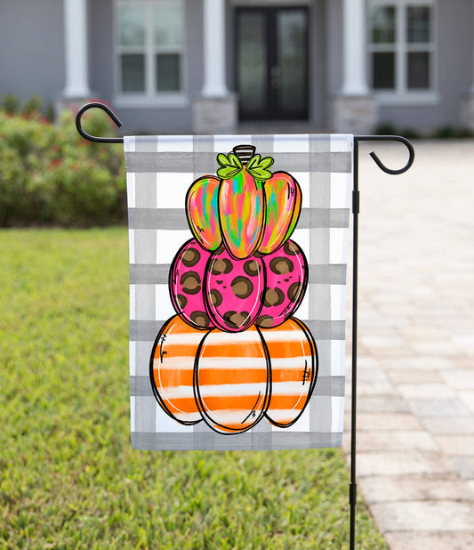 The Navy Knot - Halloween Garden Flag - Stacked Pumpkins: 12" x 18" - Single-Sided