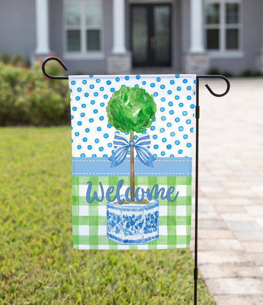Garden Flag - Welcome Topiary: 12" x 18" - Double-Sided