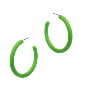 Prep Obsessed Wholesale - The Classic Enamel Hoop Earrings: Neon Green