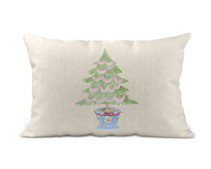 Christmas Pillow - Christmas Tree Blue Pot: Pillow Cover