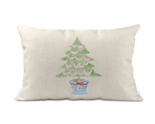 Christmas Pillow - Christmas Tree Blue Pot: Pillow Cover