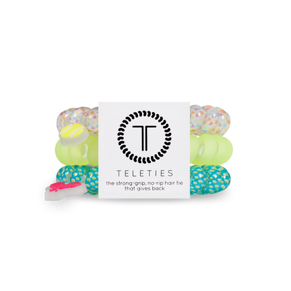 TELETIES - Tennis - Large Spiral Hair Coils, Hair Ties, 3-pack