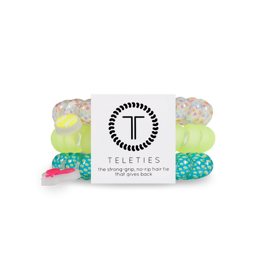 TELETIES - Tennis - Large Spiral Hair Coils, Hair Ties, 3-pack
