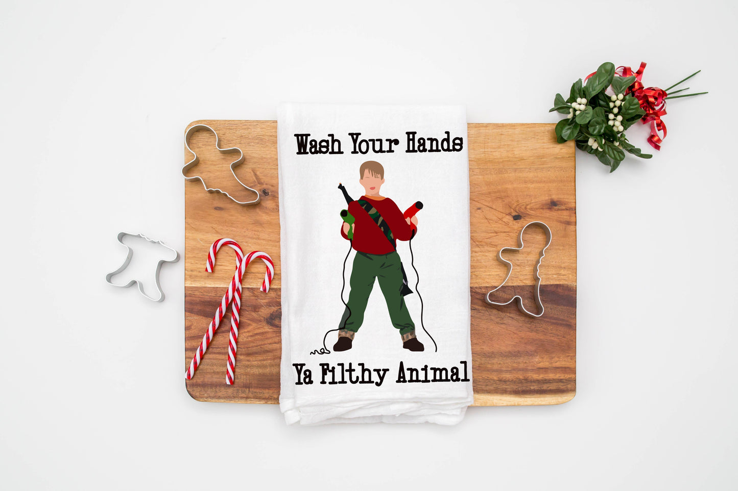 Christmas Wash your Hands ya Filthy Animal Kitchen Towel