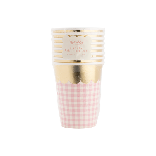 My Mind’s Eye - SPR1010 - Gingham Cups with Gold Scallop