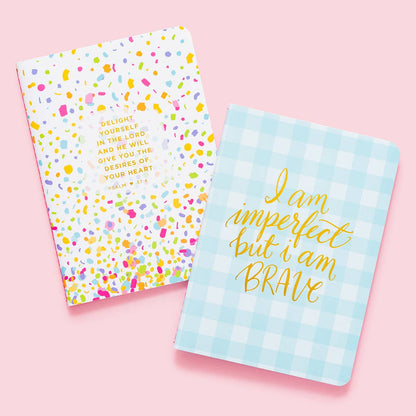 Taylor Elliott Designs - Notebook Set - Bible Verse - Confetti + Gingham - 2 Pc Set