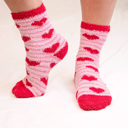 The Royal Standard - Heart Cozy Socks   Pink/Red   One Size