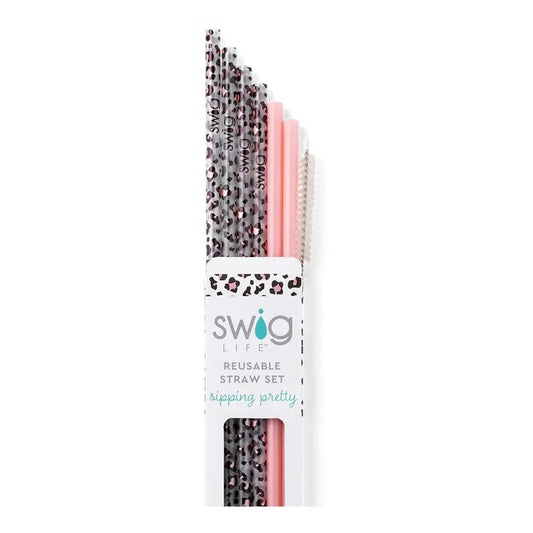 Swig Life - Luxy Leopard + Blush Reusable Straw Set