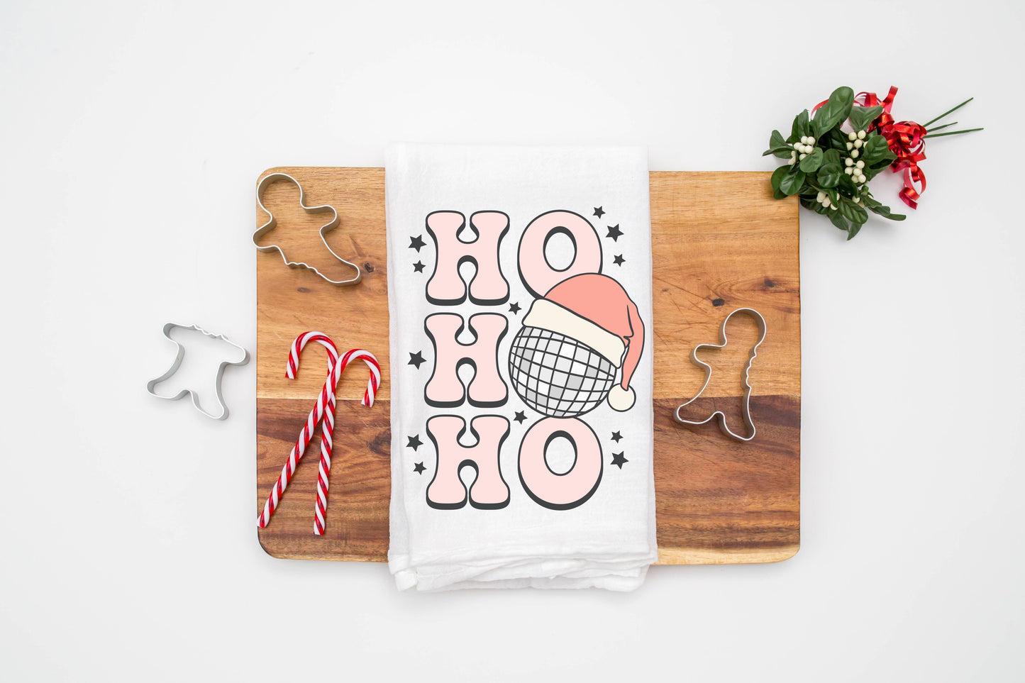 Christmas Disco Ball Ho Ho Ho Kitchen Towel