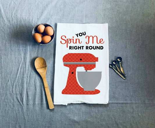 You Spin Me Right Round Baby Kitchen Towel: Red