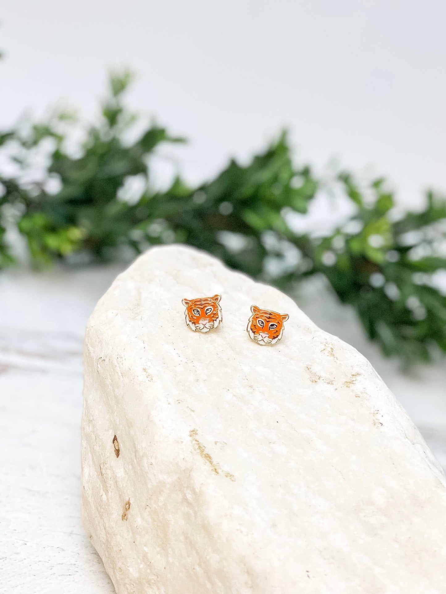 Tiger Enamel Stud Earrings