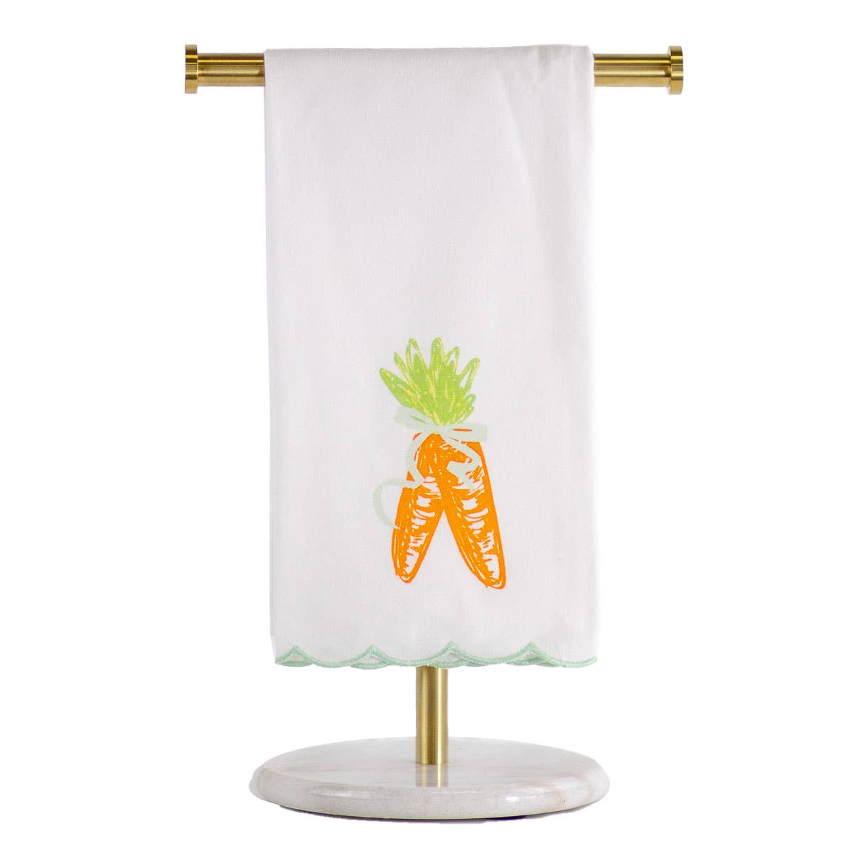 The Royal Standard - Carrot Scallop Edge Hand Towel   White/Orange/Light Blue   20x28