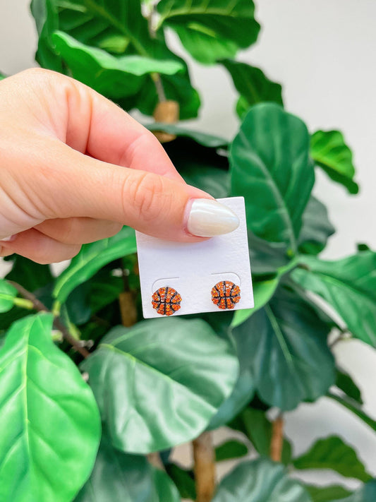 Prep Obsessed - Petite Pave Basketball Stud Earrings