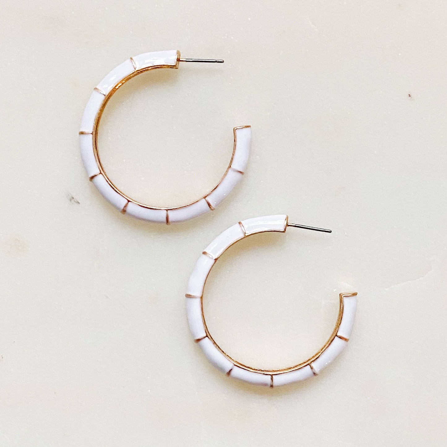 Candy Drop Colored Hoop Earrings: White