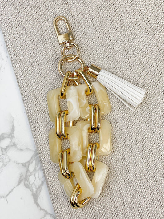 Prep Obsessed Wholesale - White Chain Bracelet Keychain