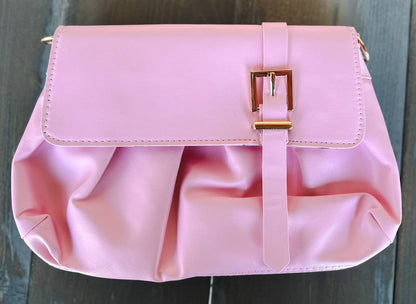 OBX Prep - Spring Vegan Leather Handbag Front Buckle: Pink