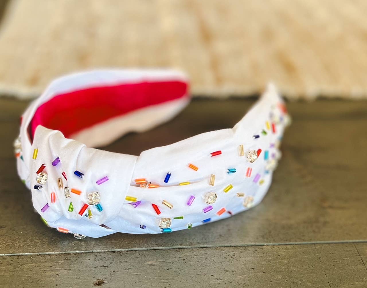 OBX Prep - Confetti Beaded Top Knot Headband: Black/Gold