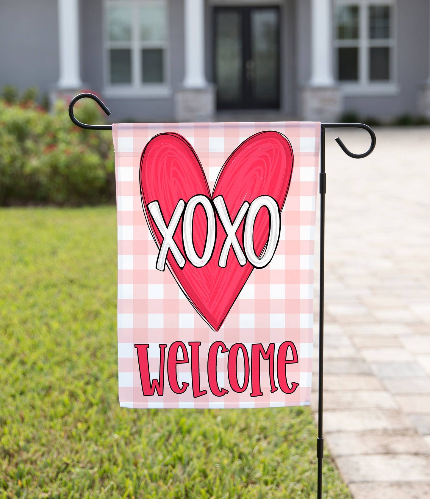 The Navy Knot - Valentine Garden Flag - Heart XOXO: 12" x 18" - Double-Sided