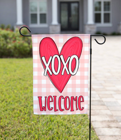 The Navy Knot - Valentine Garden Flag - Heart XOXO: 12" x 18" - Double-Sided