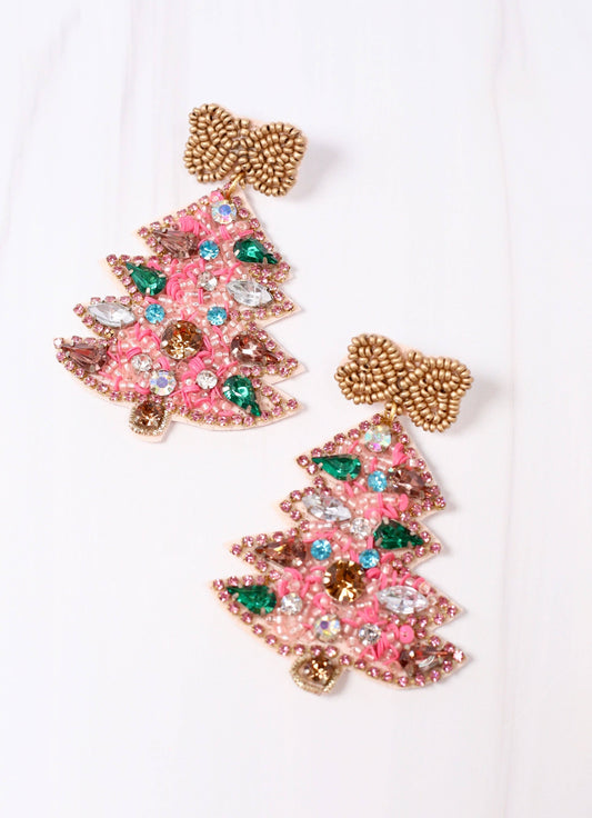 Fa La La Christmas Tree Earring PINK