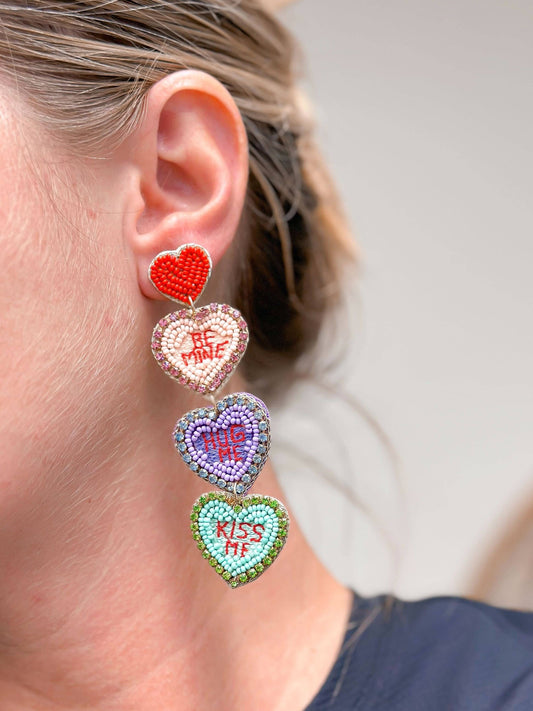 Prep Obsessed Wholesale - Conversation Heart Dangle Earrings