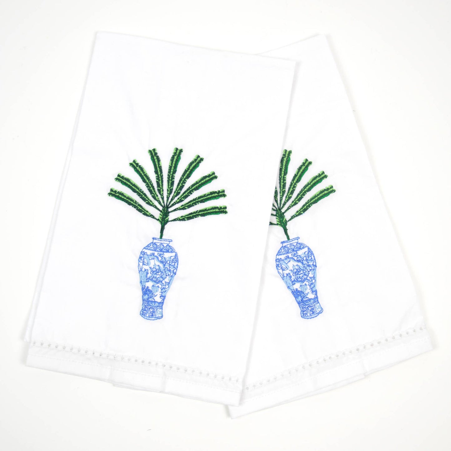 8 Oak Lane - Ginger Jar Palm Embroidered Bar Towel Set