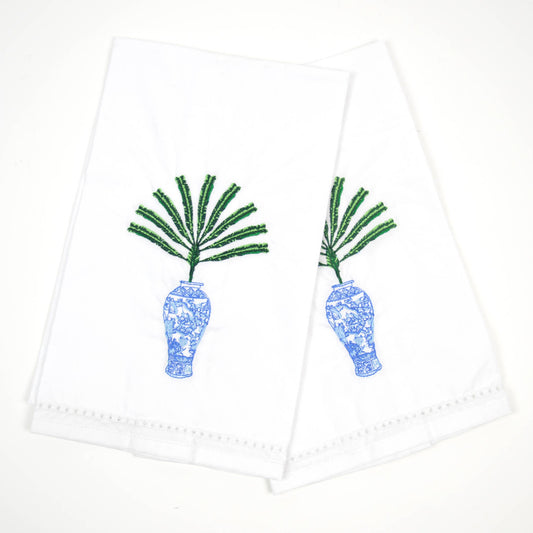 8 Oak Lane - Ginger Jar Palm Embroidered Bar Towel Set