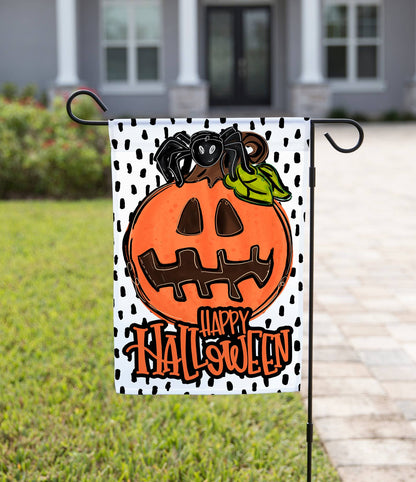 The Navy Knot - Halloween Garden Flag - Spider Pumpkin: 12" x 18" - Single-Sided